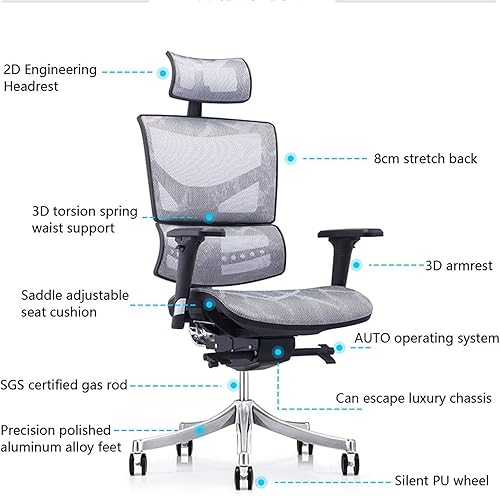 Miniatura 3 de Silla de oficina ergonómica silla de computadora silla de trabajo silla de trabajo multifuncional giratoria para el hogar silla de juegos con