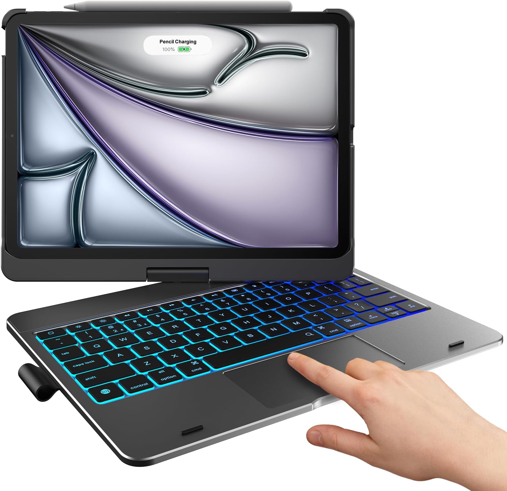 Touch Keyboard Case for iPad Air 11-inch(M4/M3/M2, 2026/2025/2024) & iPad Pro 11(4th/3rd/2nd/1st Gen),Multi-Touch Trackpad,11-Color Backlight,360°Rotatable for iPad Air 5/4th Gen, Gray