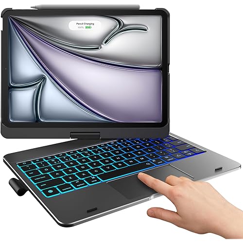 typecase Touch Keyboard Case for iPad Air 11-inch(M3/M2, 2025/2024) & iPad Pro 11(4th/3rd/2nd/1st Gen), Multi-Touch Trackpad, 11-Color Backlight, 360°Rotatable for iPad Air 5/4th Gen, Gray