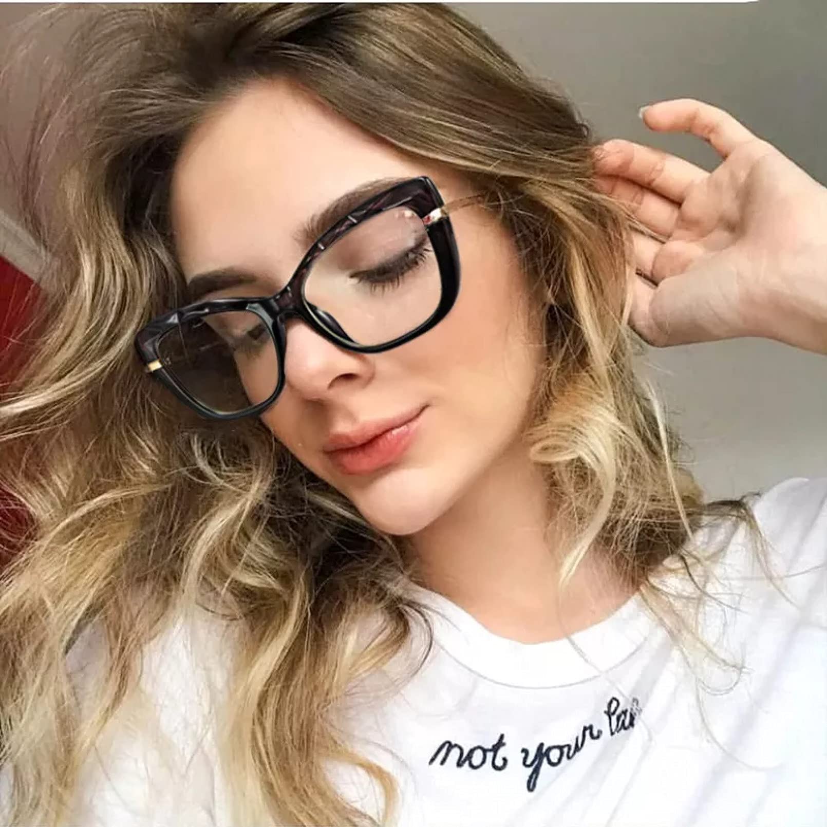 BAJIE Sonnenbrille Fashion New Dia Cutting Frontier Blue Eye Glasses Female Tr90 Full Frame Spring Leg Flat Mirror Gaming Brille Optical Gla
