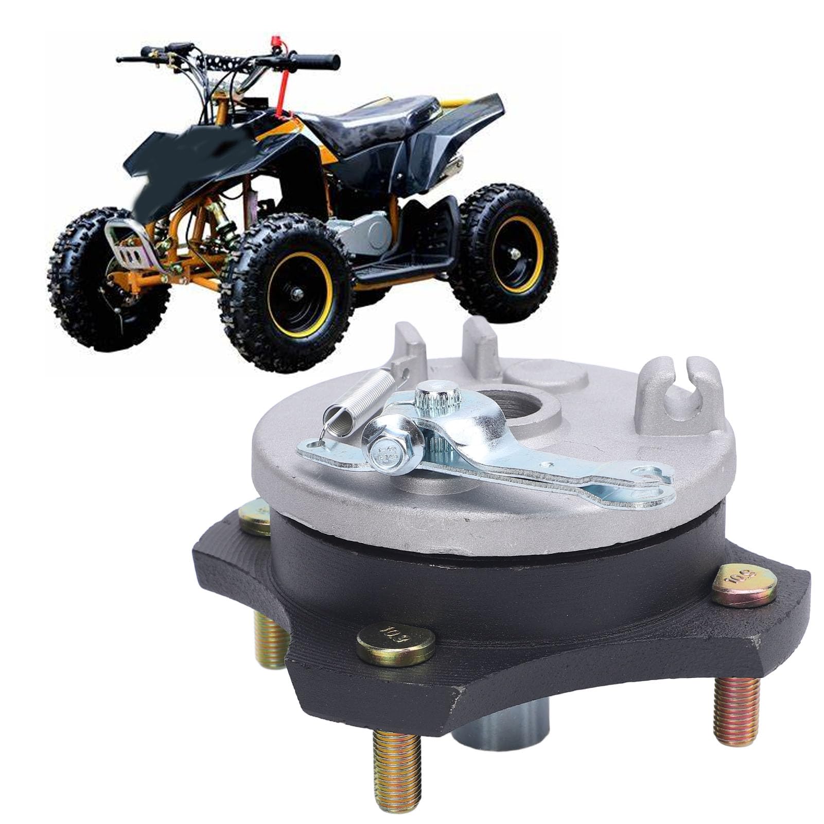 Jeffergarden Hub Bici Freno a Tamburo, Lega di Metallo Facile Installare di Batteria Freno a Bullone 4xm10 per 110 ATV GO Kart Utv