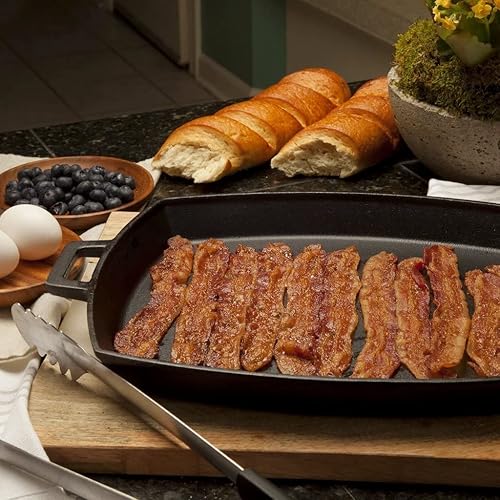 Miniatura 2 de Bayou Classic Sartén poco profunda de hierro fundido 7471 perfecta para hamburguesas, sándwiches de queso a la parrilla y tocino, cuenta con asas