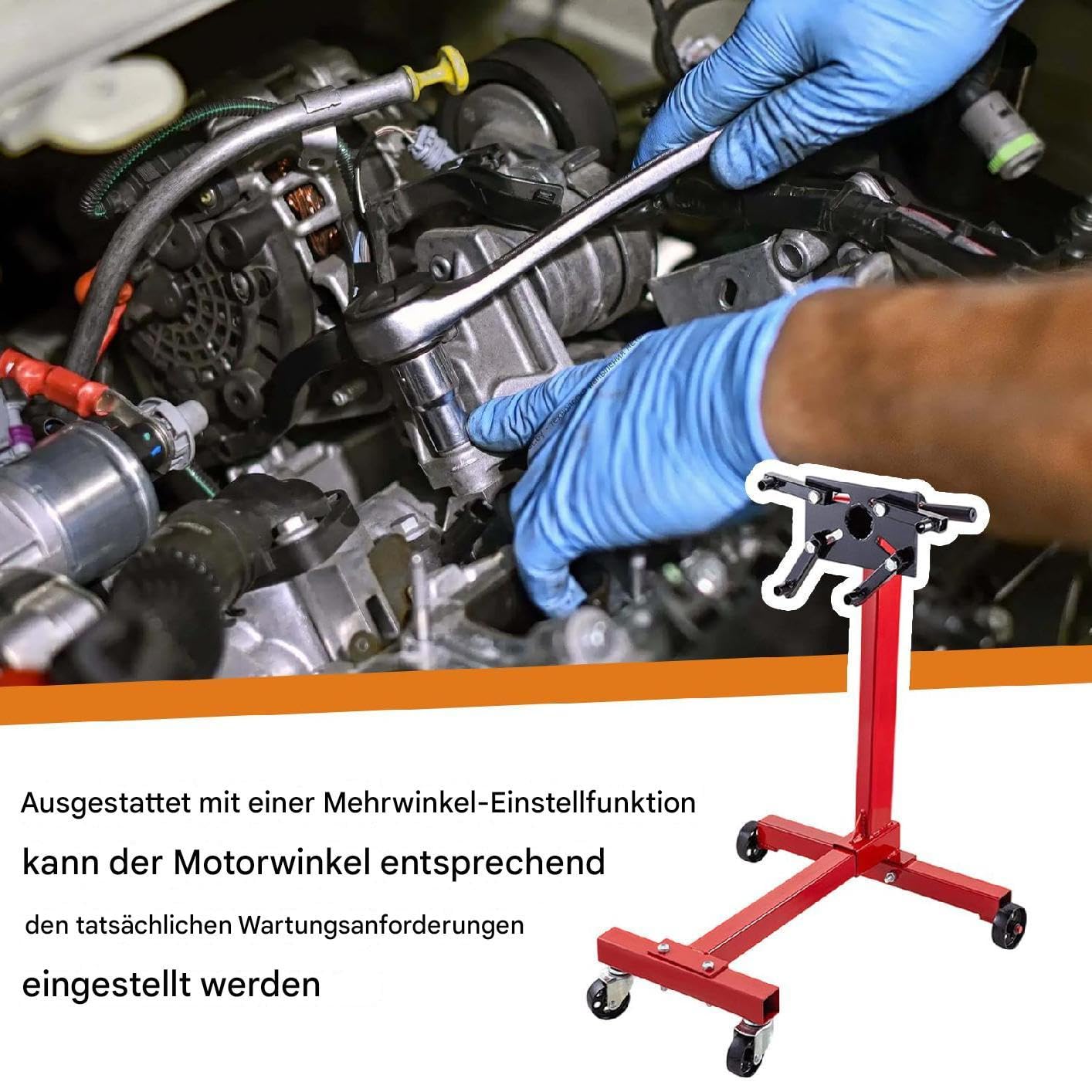 Supporto Per Motore Capacità 450 Kg Struttura in Acciaio | Sollevatore Motori Per Automotive SUV Camion Officina Garage Manutenzione Ricostruzione Sollevamento