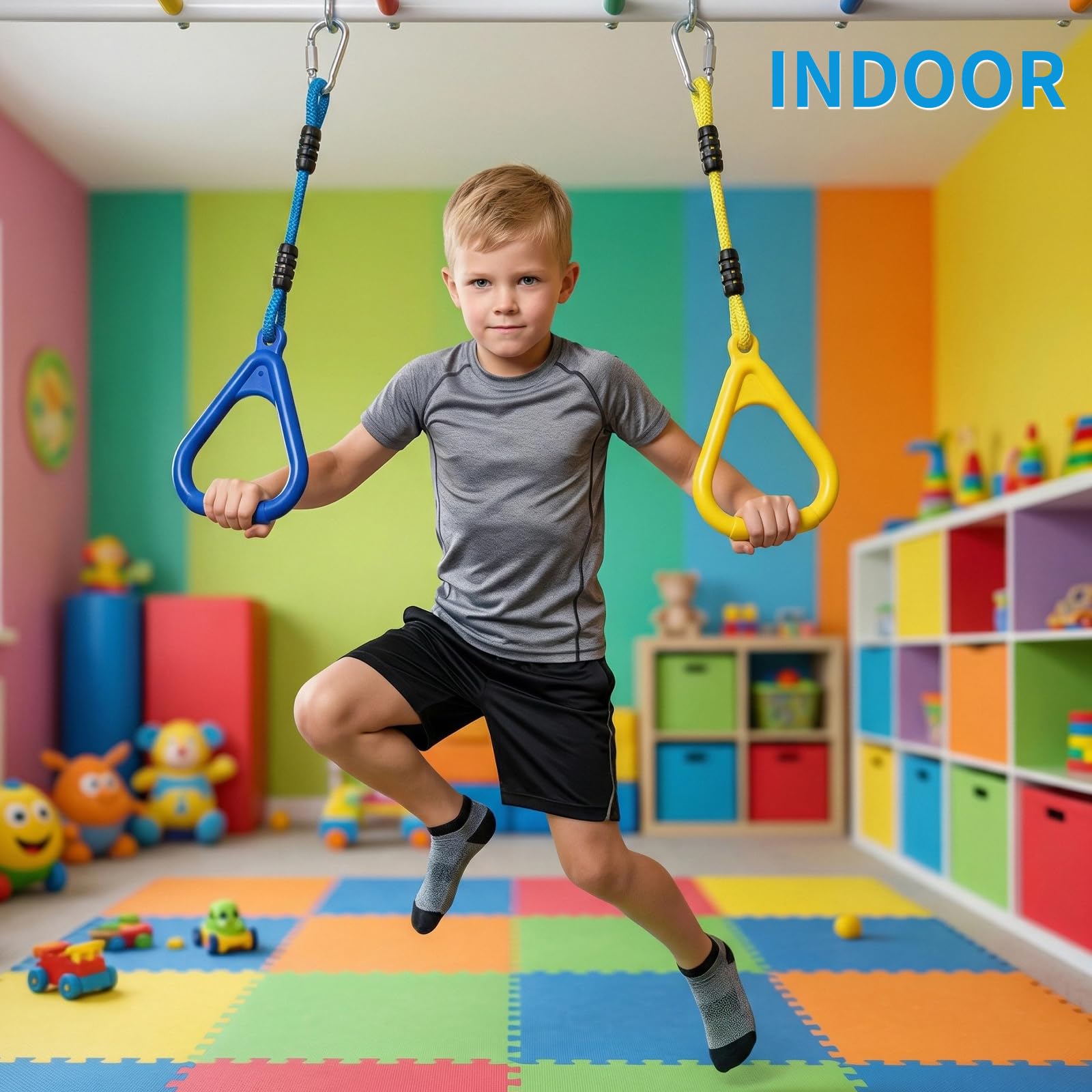 Vdealen Kinder Klettern Ringe Schaukel Outdoor Multifunktions Turnringe, Multifunktions Trapeze Schaukel für Innen- und Außenbereiche geeignet, kann 120 kg tragen（4er Stück）