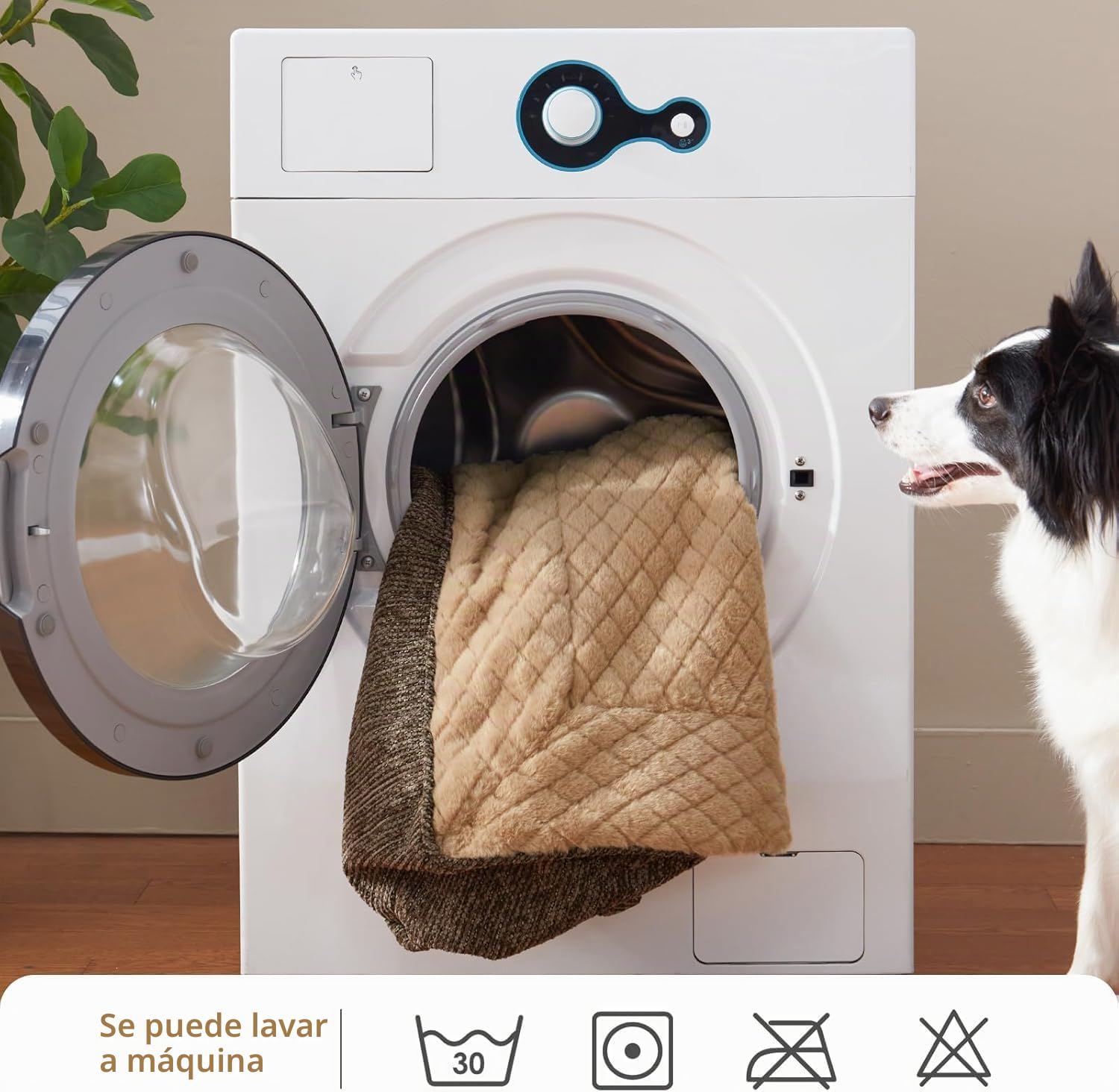 JOEJOY Cama Perro Grande, Cama Ortopedica para Perros Memory Foam, Camas Perros Soporte Funda Extraíble Lavable Peluche Sherpa Suave, Sofá para Perro Extra Grueso Antideslizante, 122x89x25cm
