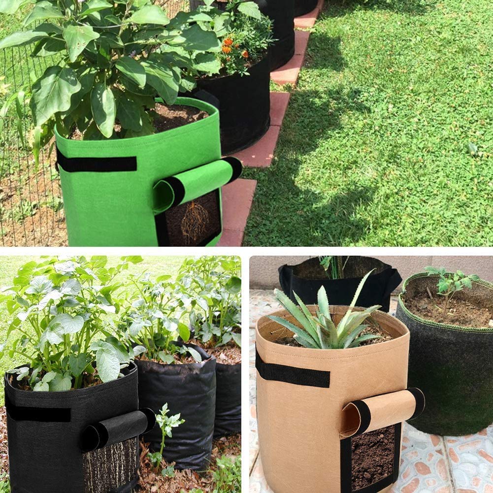 LATERN 4 Piezas Bolsas de Cultivo de Papa, 7 Galones Bolsas de Siembra con Solapa Y Asas para Patata, Tomate, Zanahoria