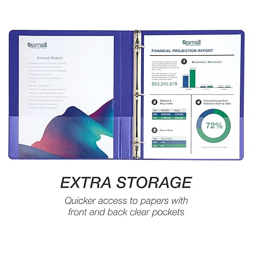 Vista 439 de Samsill Carpeta duradera de 1.5 pulgadas, fabricada en los Estados Unidos, carpeta de anillos en D, carpeta transparente personalizable, color Negro