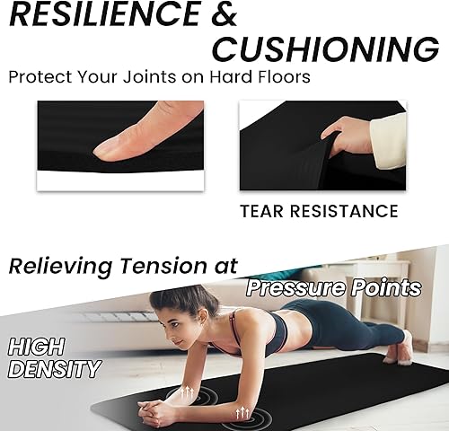 Miniatura 3 de Fitvids Tapete de yoga de 12 pulgada, extra grueso, de alta densidad, antidesgarros, con correa de transporte, adecuado para varios ejercicios de