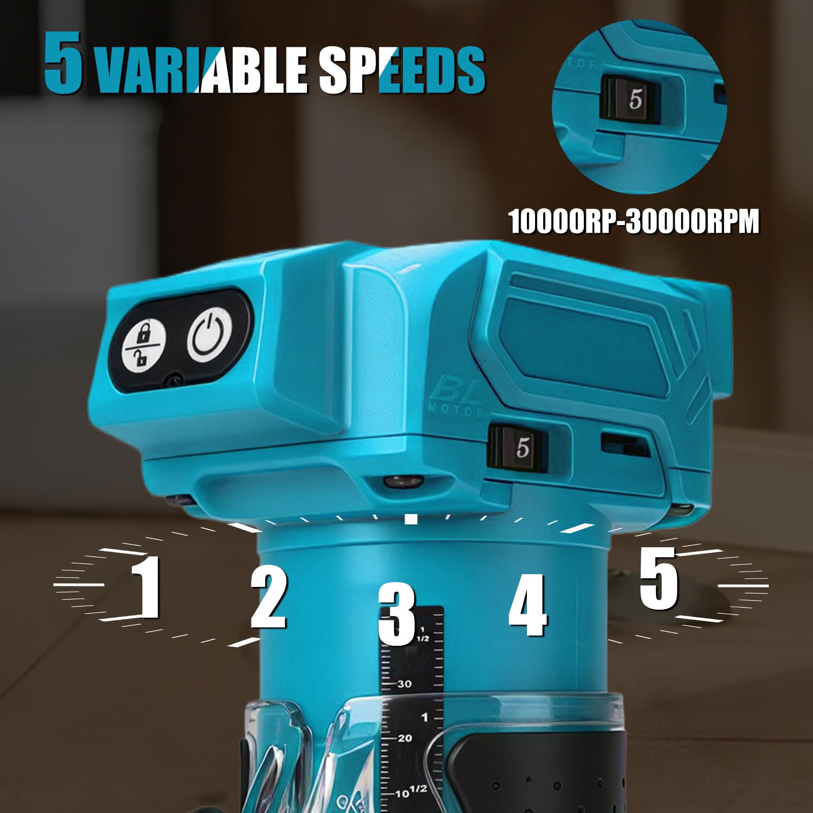 Fresatrice a Batteria 5 Velocità per Makita 18V (senza Batteria)