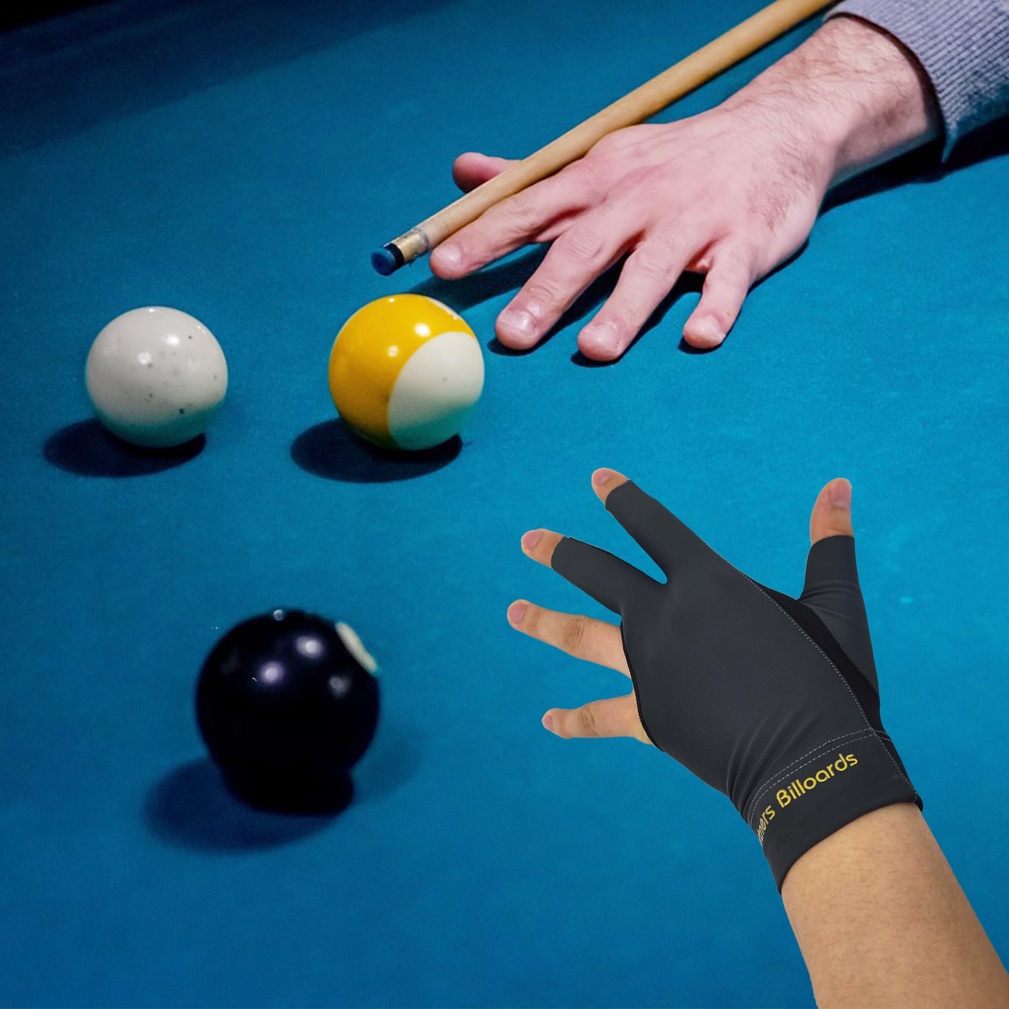 Guanti da biliardo 2 Pezzi con 3 dita antiscivolo per stecca snooker