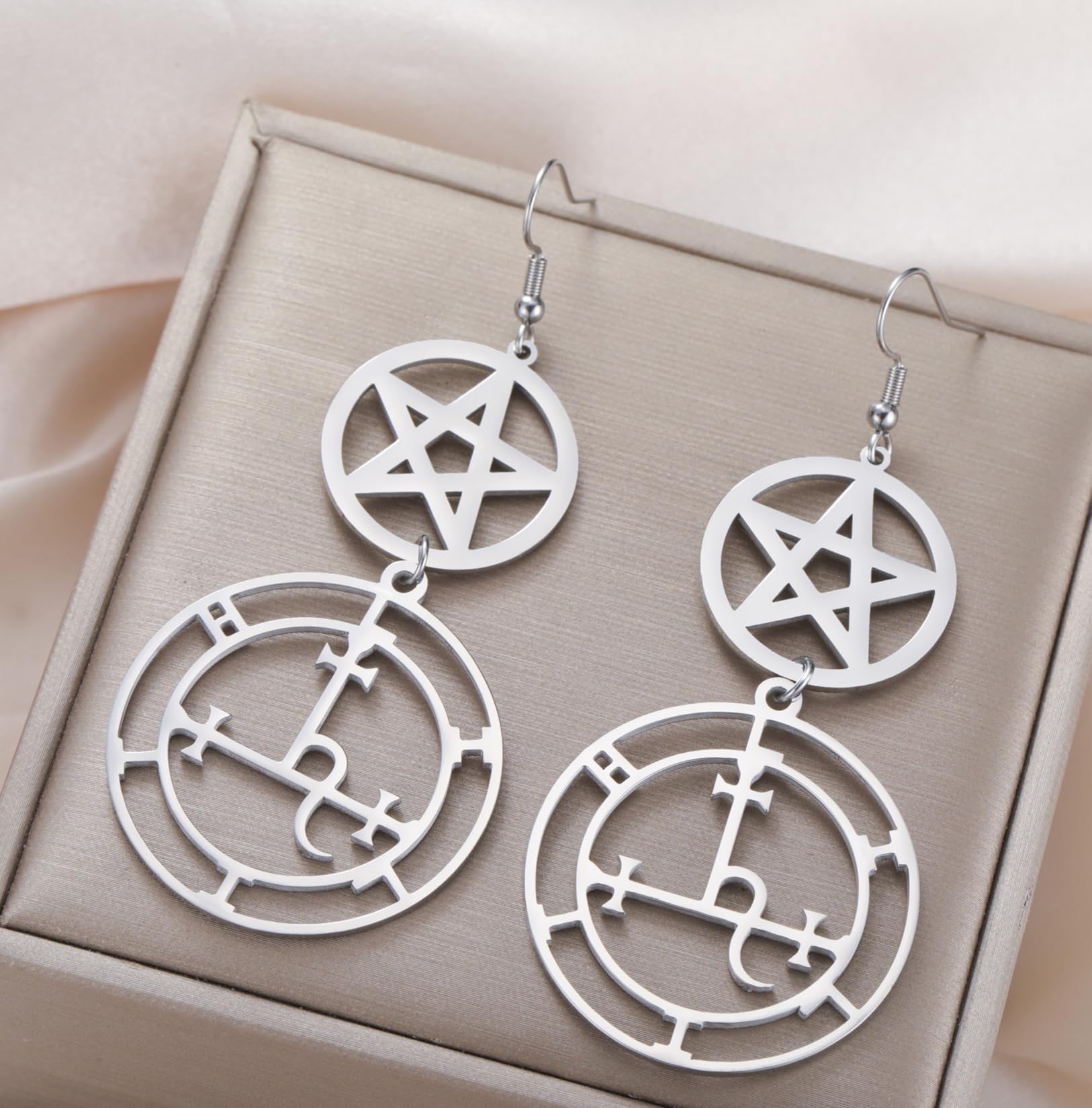 Sigilo de Lilith Pendientes colgantes para mujer Gótico Diosa Sello de demonios Símbolo de Lucifer Mitología Joyería pagana