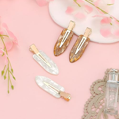 Miniatura 7 de AMCAMI 4 pinzas para el cabello sin arrugas, sin doblar, para peinar, resina acrílica, clip plano, colorido y sin costuras, pasador de pelo para