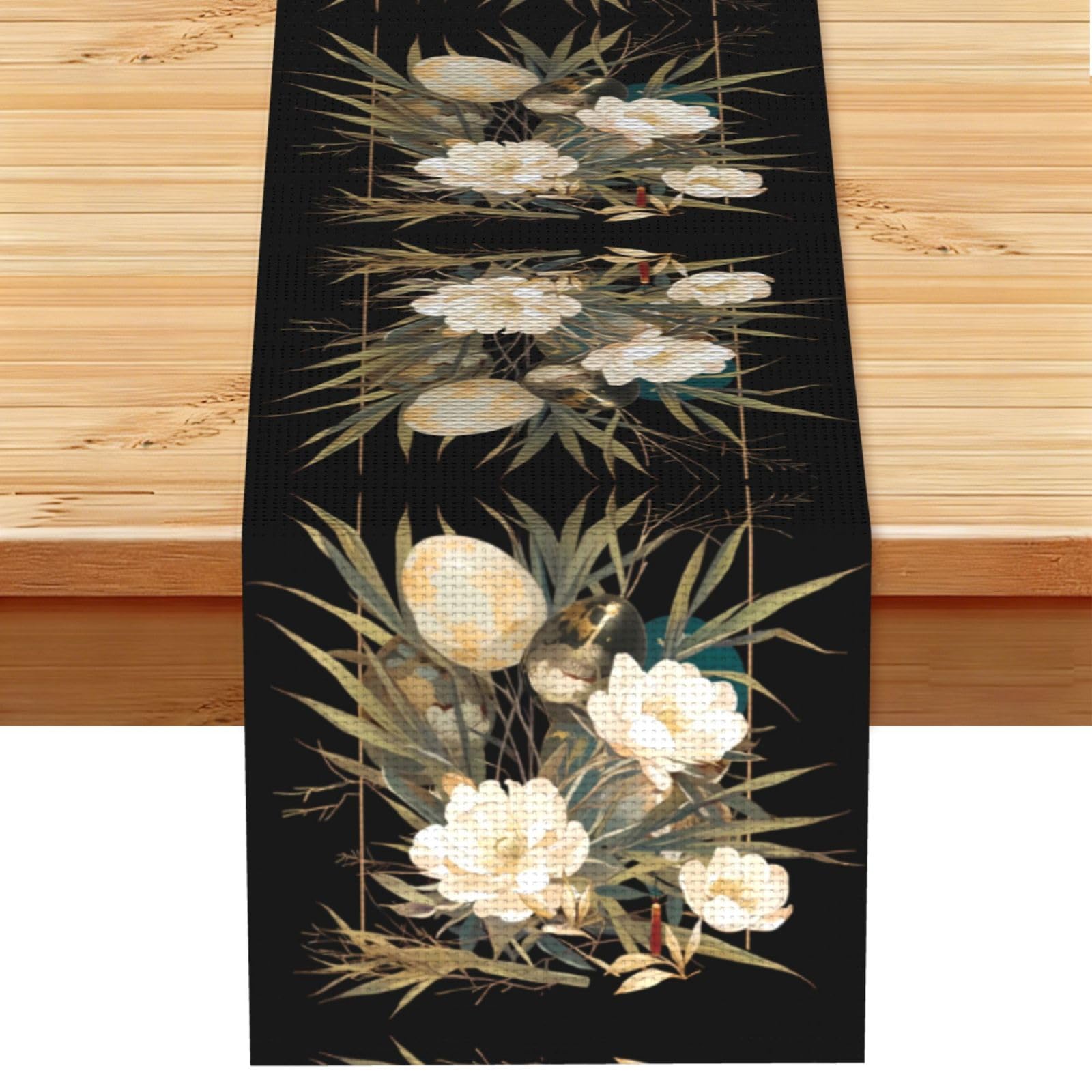 blooming flowers Linen Feel Table Runner Wedding Party Home Decoration