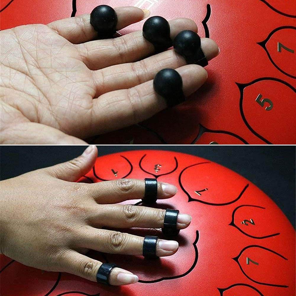 A K Akaddy 4pcs Stahlzunge Trommel Fingerpicks Silikon Gummi Handpan Fingerhülsen für die musikalische Ausbildung Konzert Mind Healing Yoga Meditation