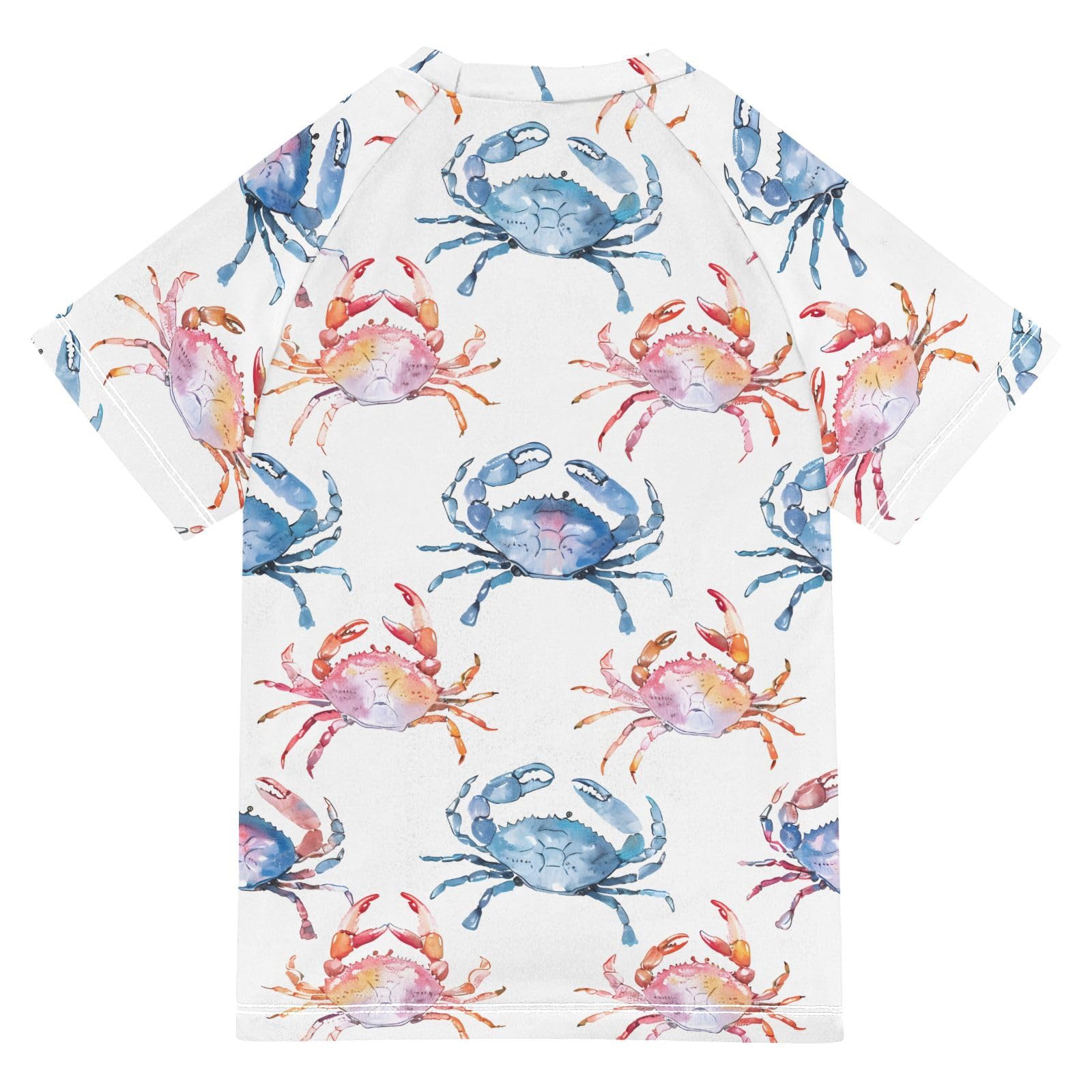 ALAZA Boys Swim Shirts Toddler Rash Guard Short Sleeve Rashguard Colors Crabs UPF 50+ 11-12T