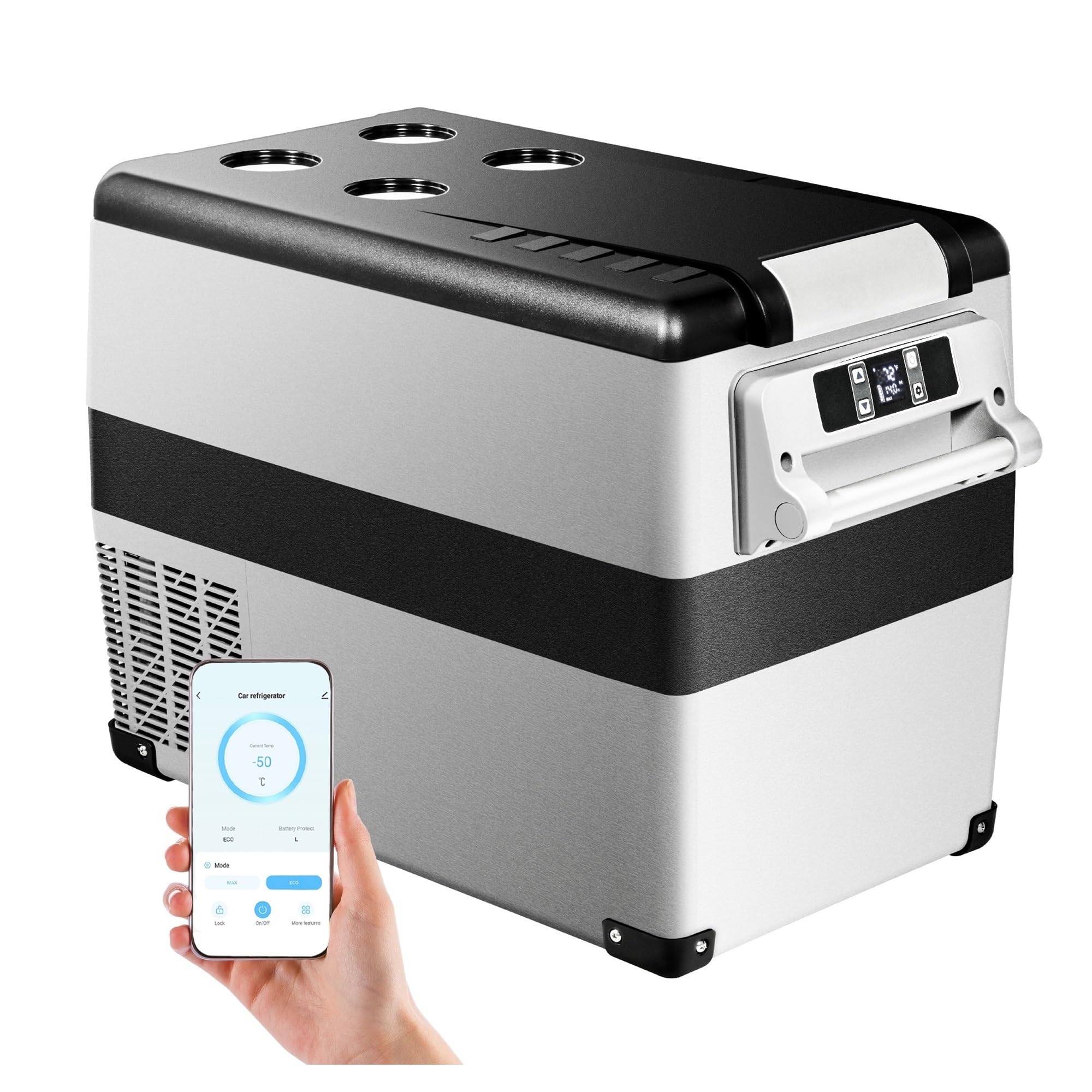 Refrigerador eléctrico for Coche de 55 L, de -20 °C a 20 °C, con Control por aplicación, congelador portátil de CC/CA for Camping y camión.(45L)