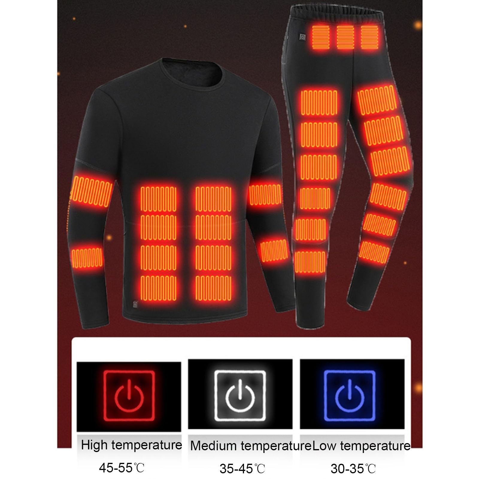 Camiseta Calefactable Hombre Mujer, Ropa Interior Térmica Calefactable, 52 Zonas de Calentamiento, 3 Controles de Temperatura, para Esquí, Motos, Caza