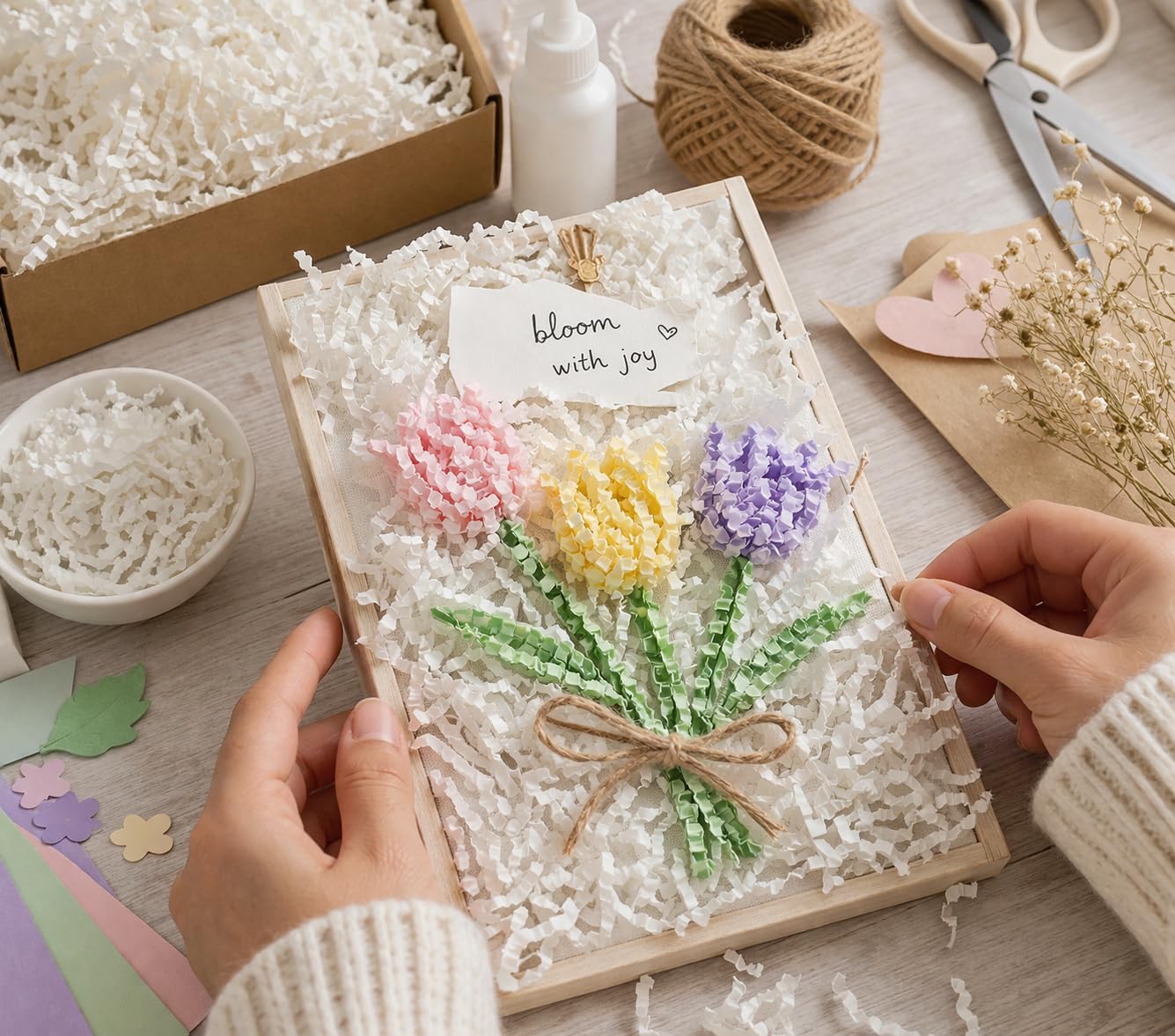 Doilomand Papier blanc froissé de 0,9 kg, papier d'emballage décoratif pour boîtes cadeaux, remplissage de panier, protection d'expédition et fournitures d'emballage de fête