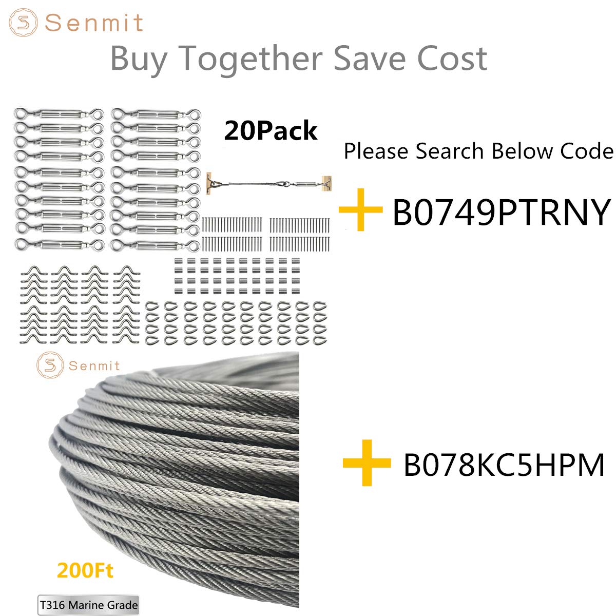 Up To 40% OFF Senmit Stainless Steel Protector Sleeves for 1/8 Cable Railing, Wood Posts, DIY Balustrade T316 Marine Grade 64 Pack Best Deal 🛒 Senmit Stainless Steel Protector Sleeves for 1/8 Cable Railing, Wood Posts, DIY Balustrade T316 Marine Grade 64 Pack