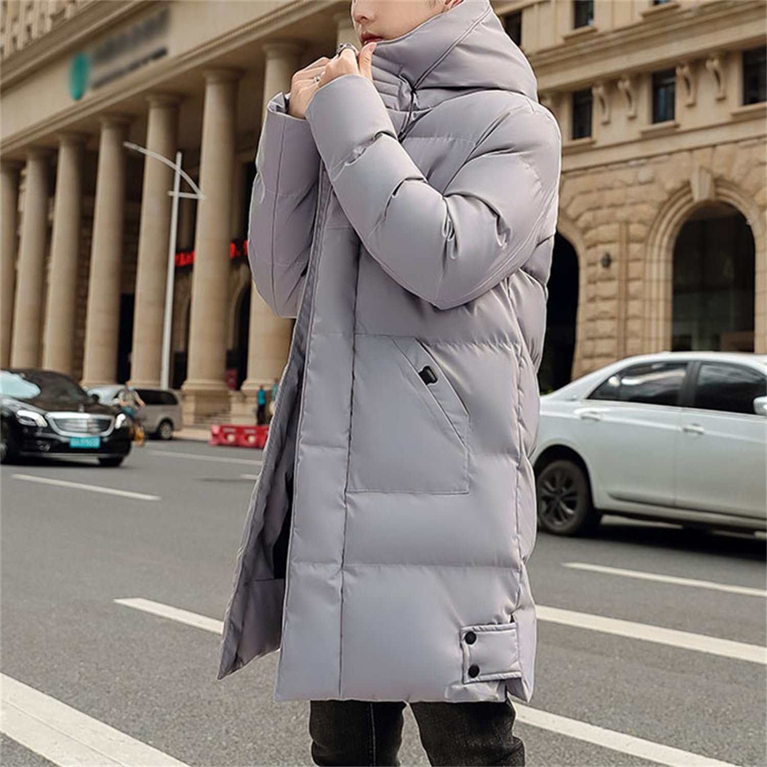 Piumino da uomo lungo giacca invernale calda giacca trapuntata con cappuccio Parka cerniera cappotto invernale ispessito giacche termiche da uomo