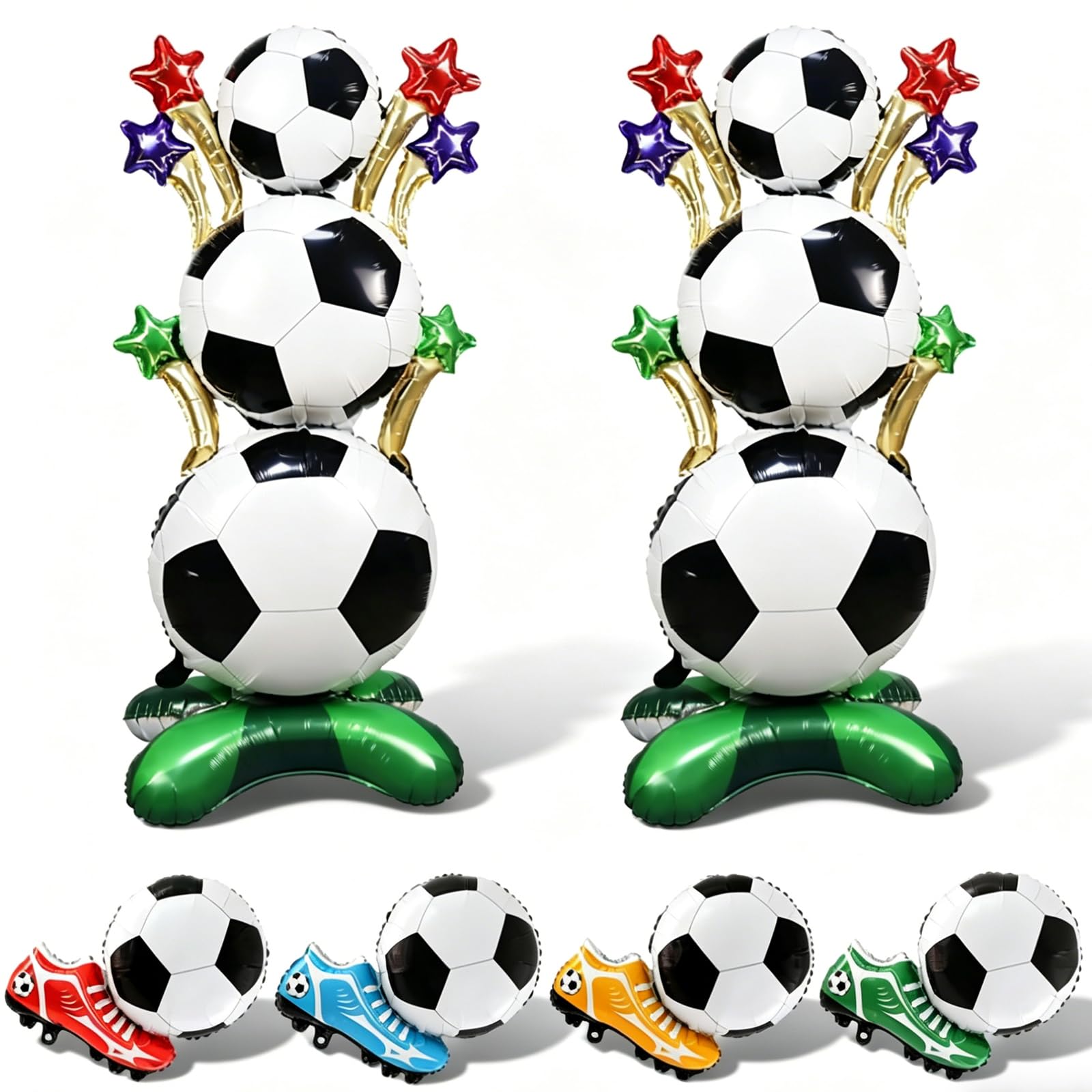 6Pcs Soccer Balloons Set,3D Football Birthday Decorations,Large Soccer Trophy Balloon,Soccer Balloons & Trophy Foil Balloons for Birthday Party Decorations Sports Cup Party Supplies