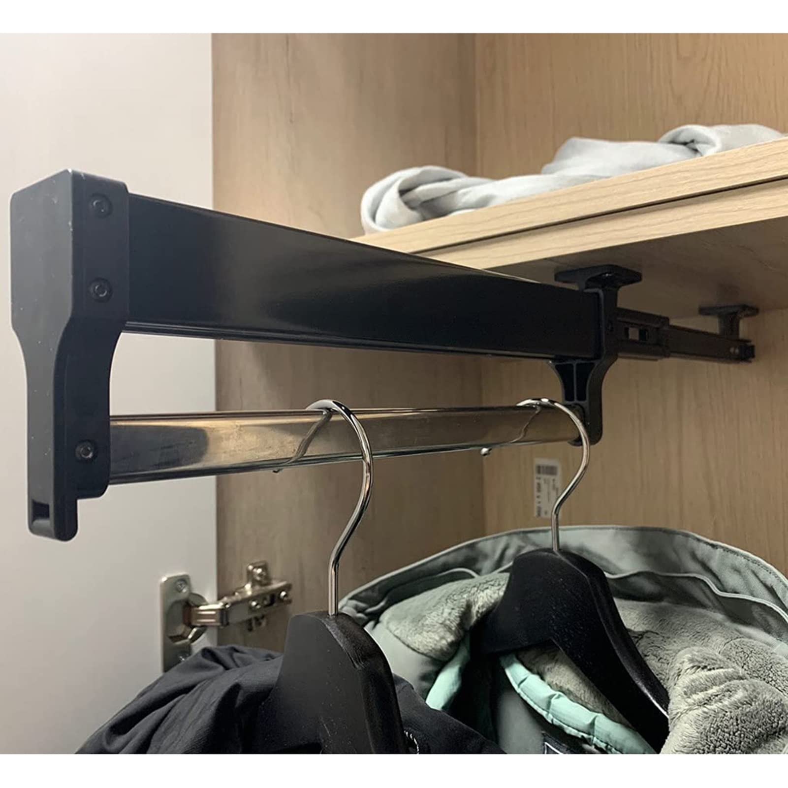 Asta Appendiabiti Estraibile Estensibile - Porta Abiti Regolabile, Asta Appendiabiti Regolabile, Appendiabiti Scorrevole in Acciaio per Pantaloni, Porta Abiti Facile da installare, capacità
