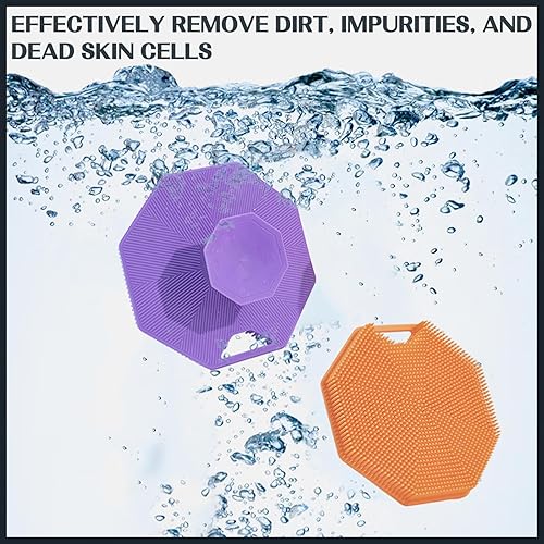 Miniatura 5 de Exfoliante corporal de silicona, limpiador corporal multifuncional, limpiador de ducha suave, cepillo de limpieza facial de silicona con mango de