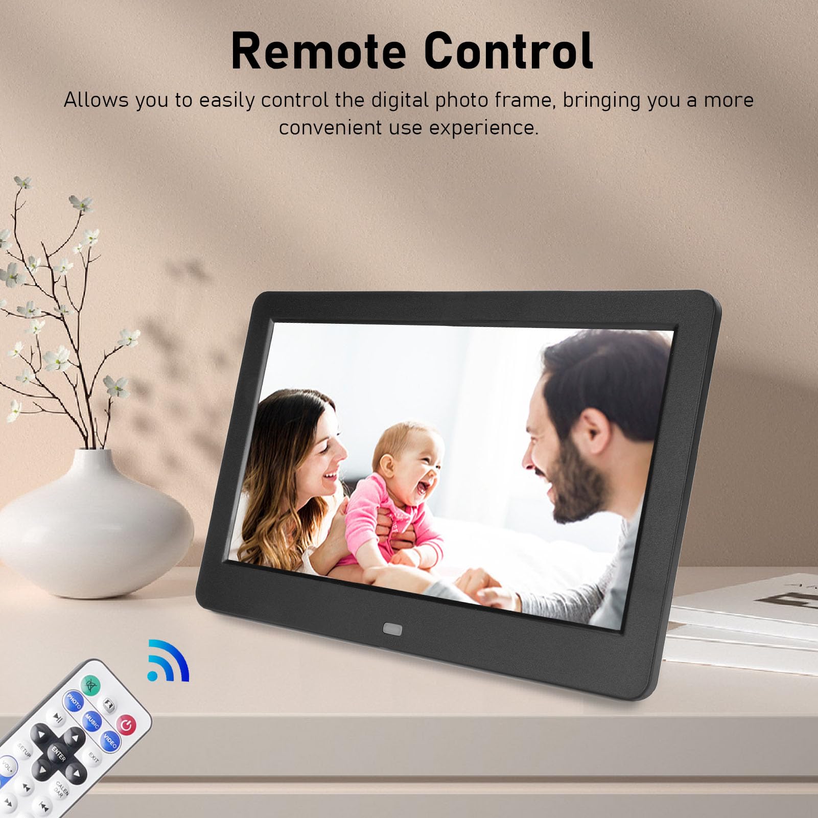 ‌10 Inch Digital Picture Frame with Remote Control - Full HD 1080P IPS Touch Screen, Wall Mountable Video Photo Frame with Cloud/Wifi, Calendario, per Nonni (BLACK)