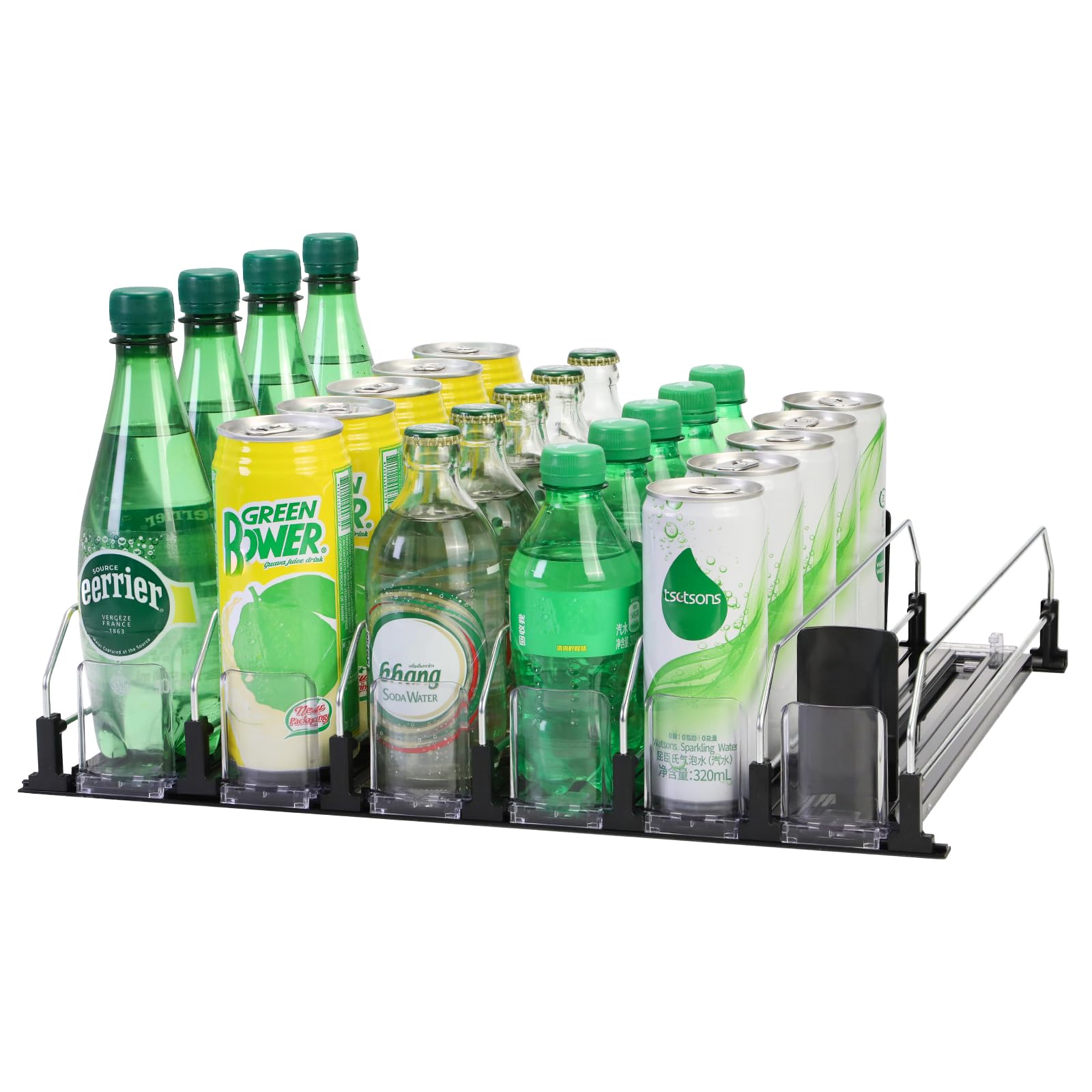 Upgraded Drink Organizer for Fridge，Soda Can Dispenser for Refrigerator，Automatic Self-Pushing Drink Pusher，Space-Saving Fridge Storage，Holds up to 30