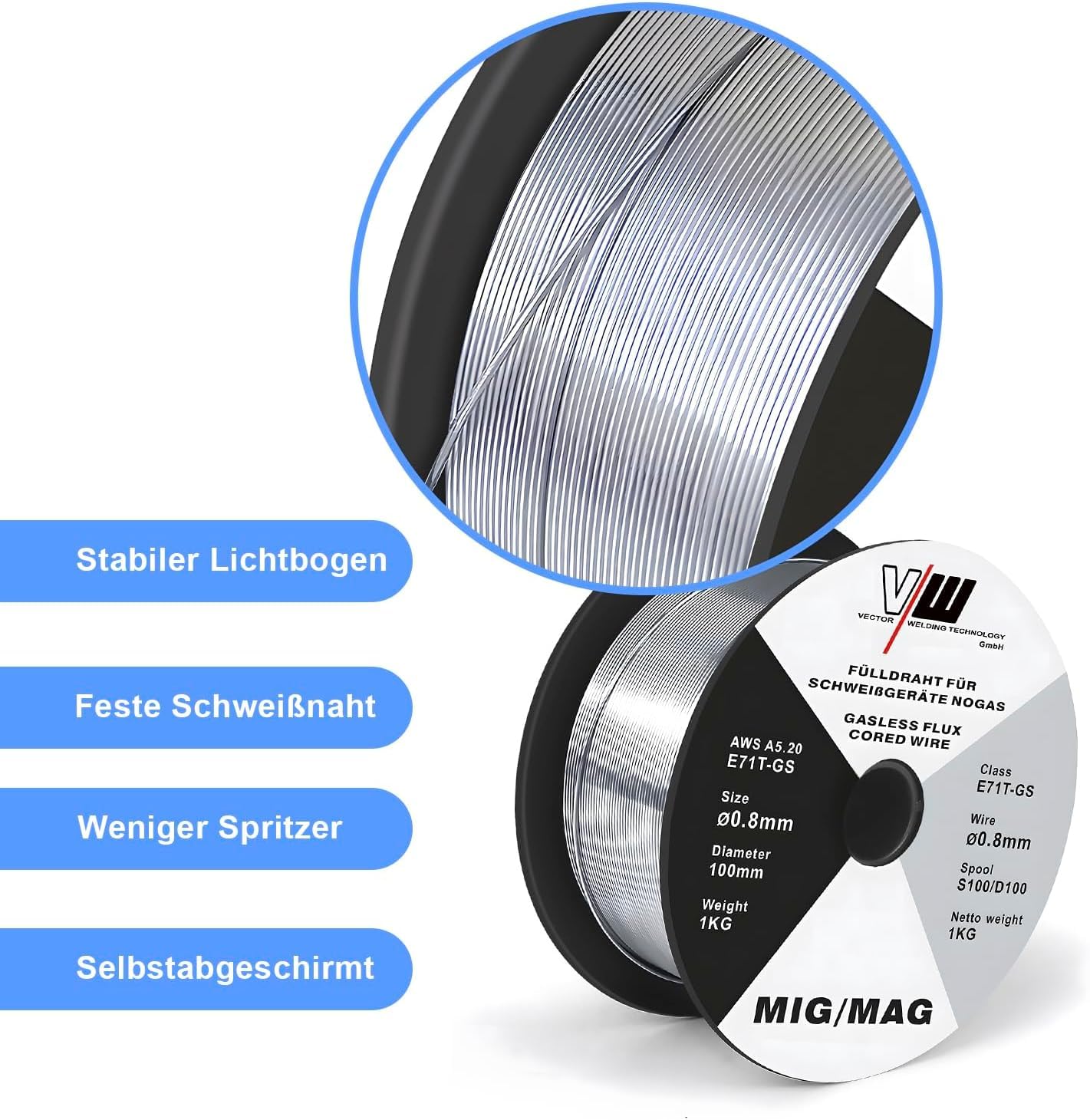 Filo Per Saldatura Senza Gas E71T-GS 0.8mm - Doppia Bobina, Perfetto Per Principianti E Professionisti