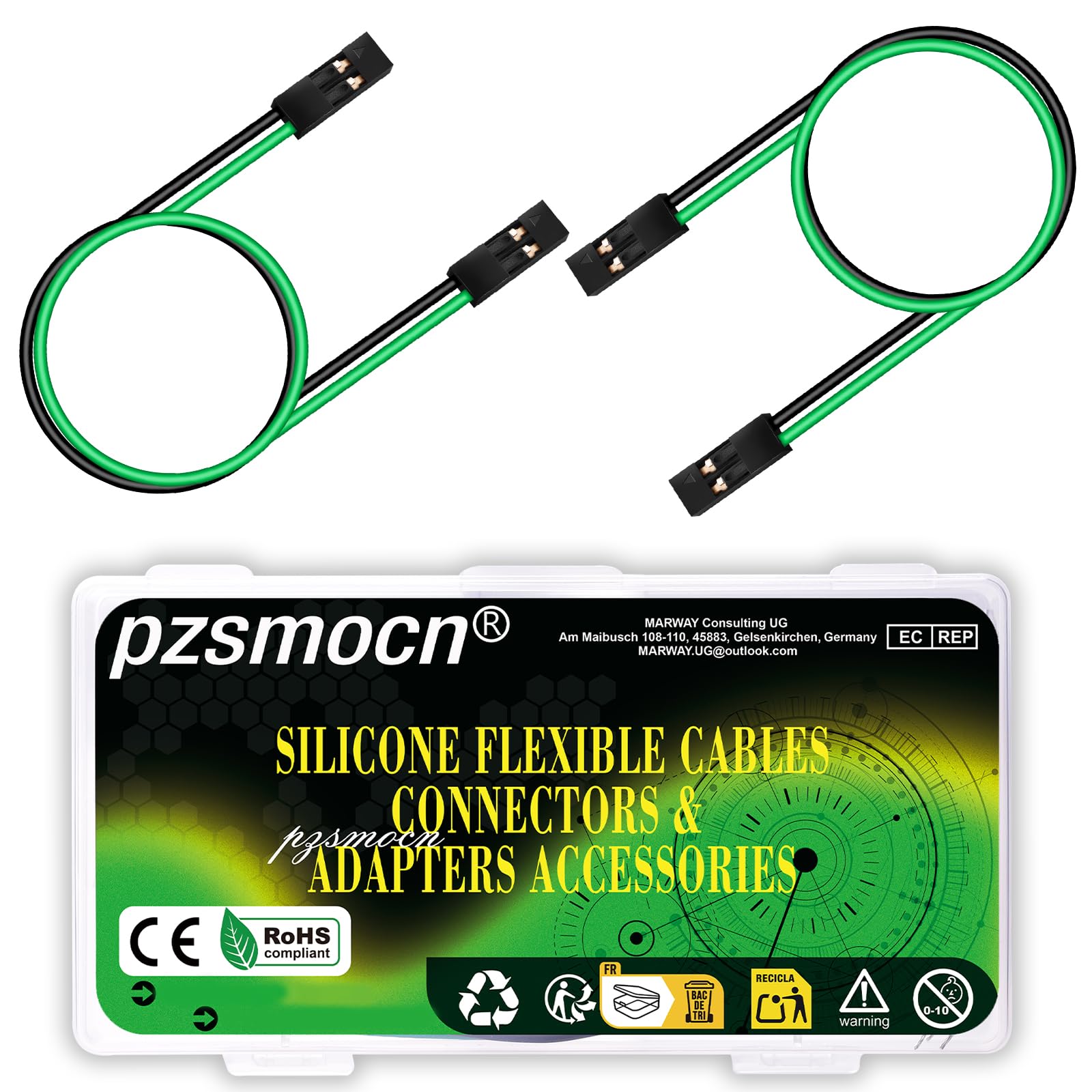 pzsmocn 20 Sets / 80 Pcs for Dupont 2.54mm 2-Pin Connector Kit 24AWG 20cm