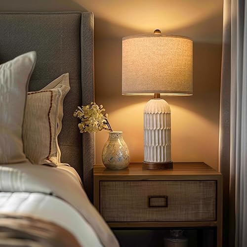 Miniatura 5 de OYEARS Lámpara de mesa de 22.5 pulgadas para sala de estar, lámparas retro de granja para mesitas de noche, lámparas bohemias para dormitorio, juego