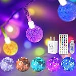 OMIKA Crystal Globe String Lights Plug in, Connectable 33 ft 60 LEDs, 25 Colors RGBWW Twinkle Lights Remote Indoor for Gift Bedroom Patio Garden Tent Camp Party Christmas