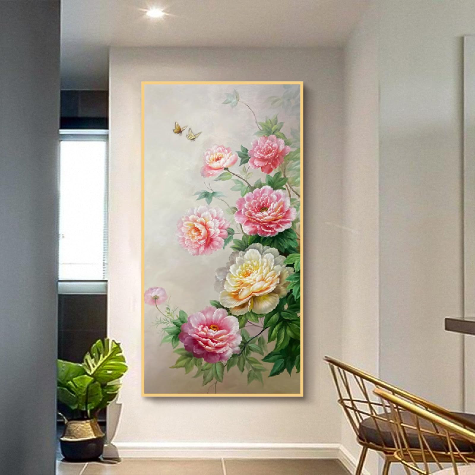 Peinture à l'huile maison tableau décoration salon chambre fleur colorée toile grand format