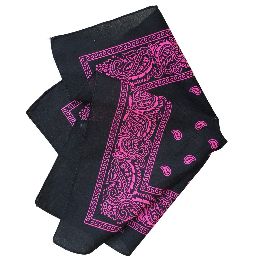 Stylex Party Unisex Pink Black Black And Pink Paisley Bandana Headband Head Wear Biker Neck Wrist Mask