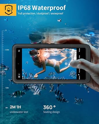 Lanhiem Pixel 10 Pro XL Case, IP68 Waterproof Dustproof Case with Built-in Screen Protector, Rugged Full Body Shockproof Protective Clear Cover for Google Pixel 10 Pro XL 6.8 Inch, Black