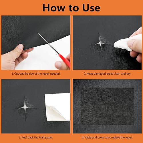 Miniatura 5 de OcePor Parche de reparación de cuero autoadhesivo de 16 x 60 pulgadas, parches de cuero para muebles, kit de reparación de cuero de vinilo para