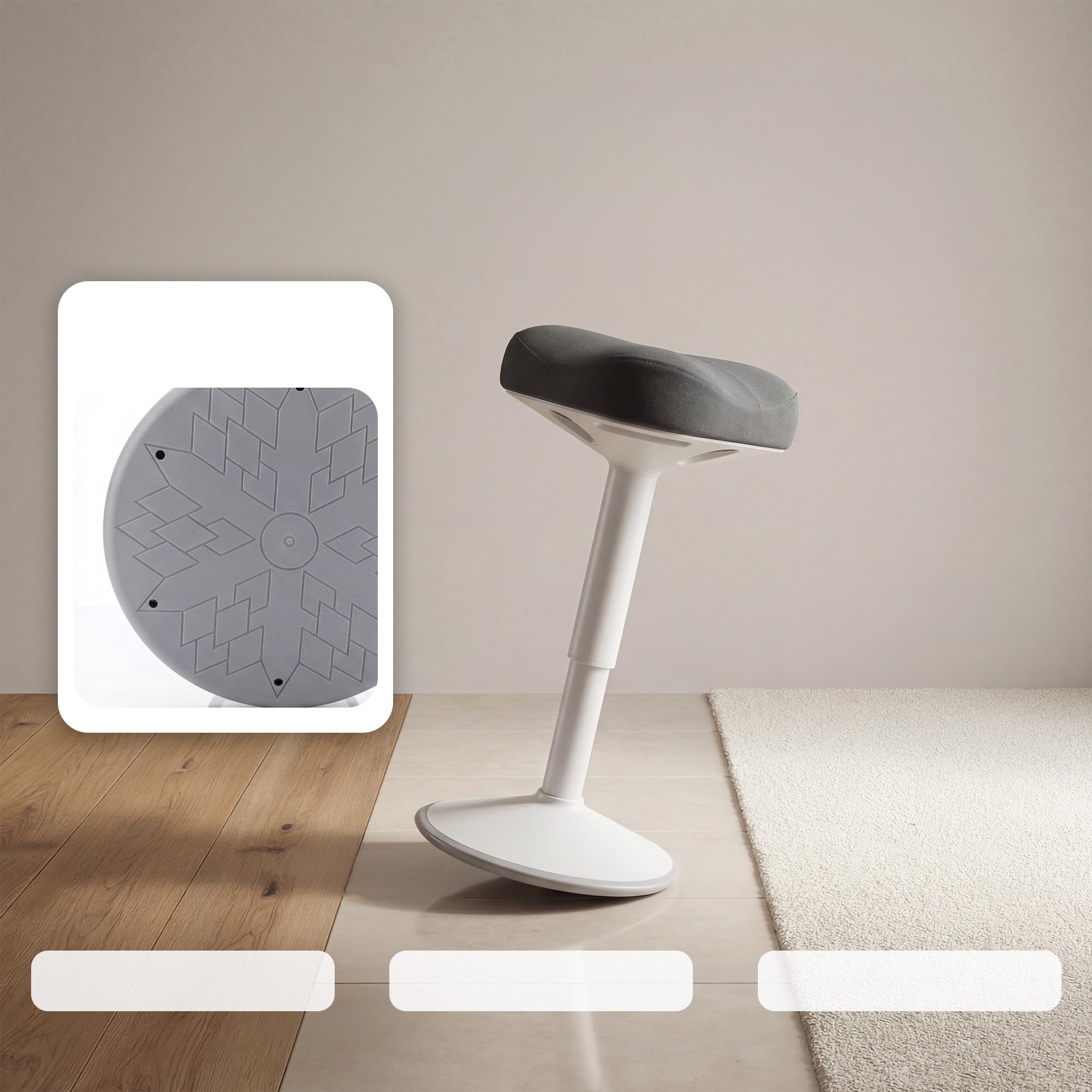 Jan Nowak Taburete ergonomico Regulable 58-83 cm Giratorio 360 Asiento Activo oscilante Taburete Oficina Profesional Taburete Laboratorio Resistente hasta 130 kg