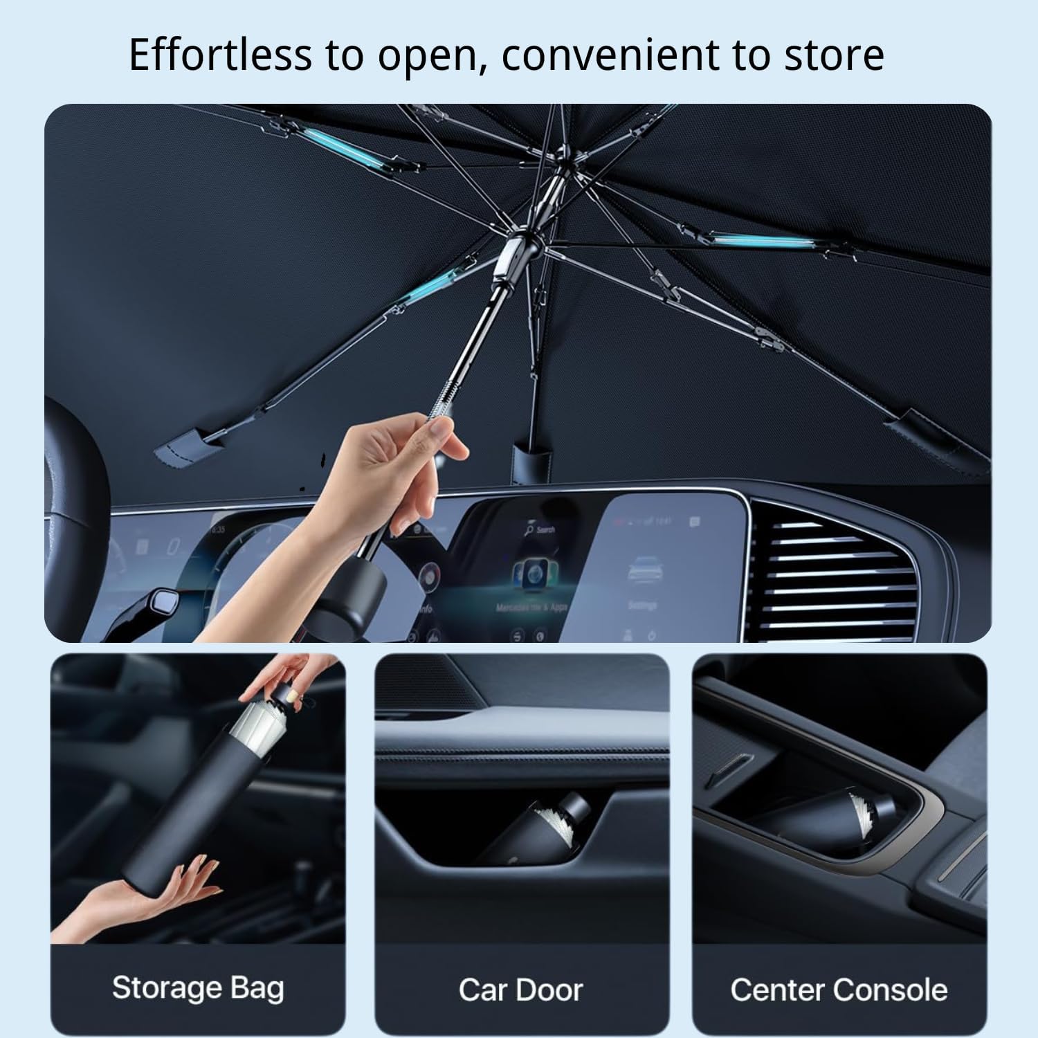 Car Windshield Sun Shade Umbrella, Foldable Sun Shade Cover, Car Windshield Sunshade Keeps Your Vehicle Cool and Protect Interior, Front Window Heat Insulation Protection Cover, Medium