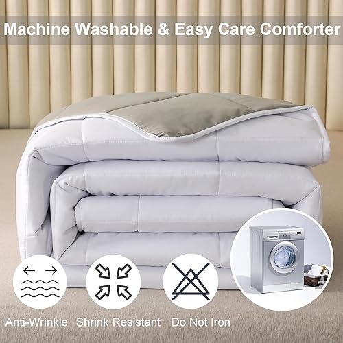 Miniatura 6 de Edredón de tamaño King Plus de 128 x 120 pulgadas, colchas extra grandes tamaño King de 3 piezas, edredón ligero reversible de plumón alternativo