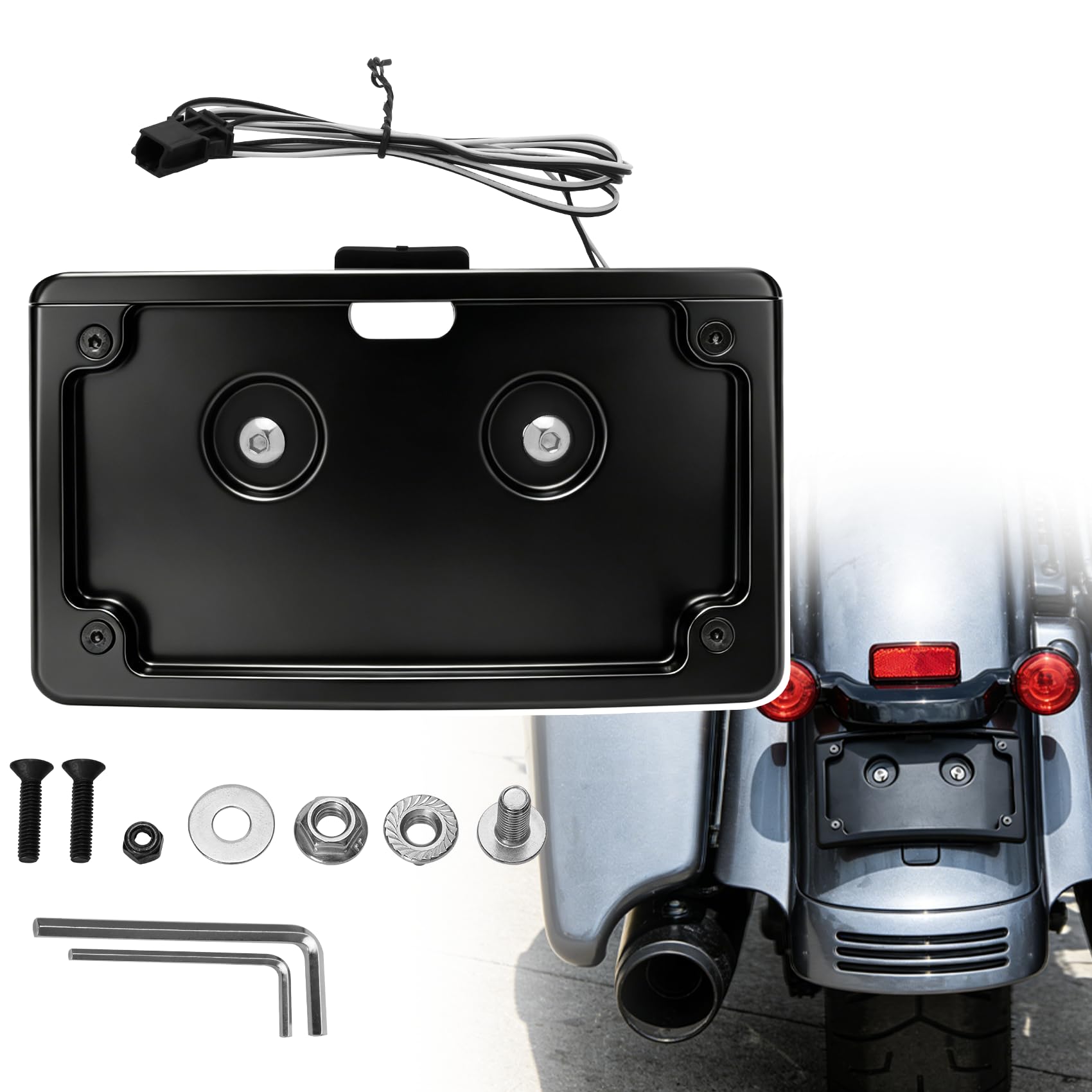 Photo 1 of Benut Curved LED License Plate Frame for Harley Touring Models
