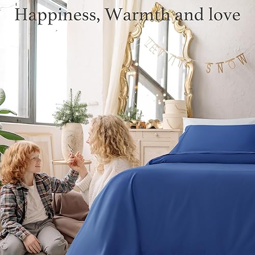 Miniatura 6 de SAKIAO Juego de sábanas de 1000 % algodón egipcio, tamaño Queen 7 (azul marino, King)