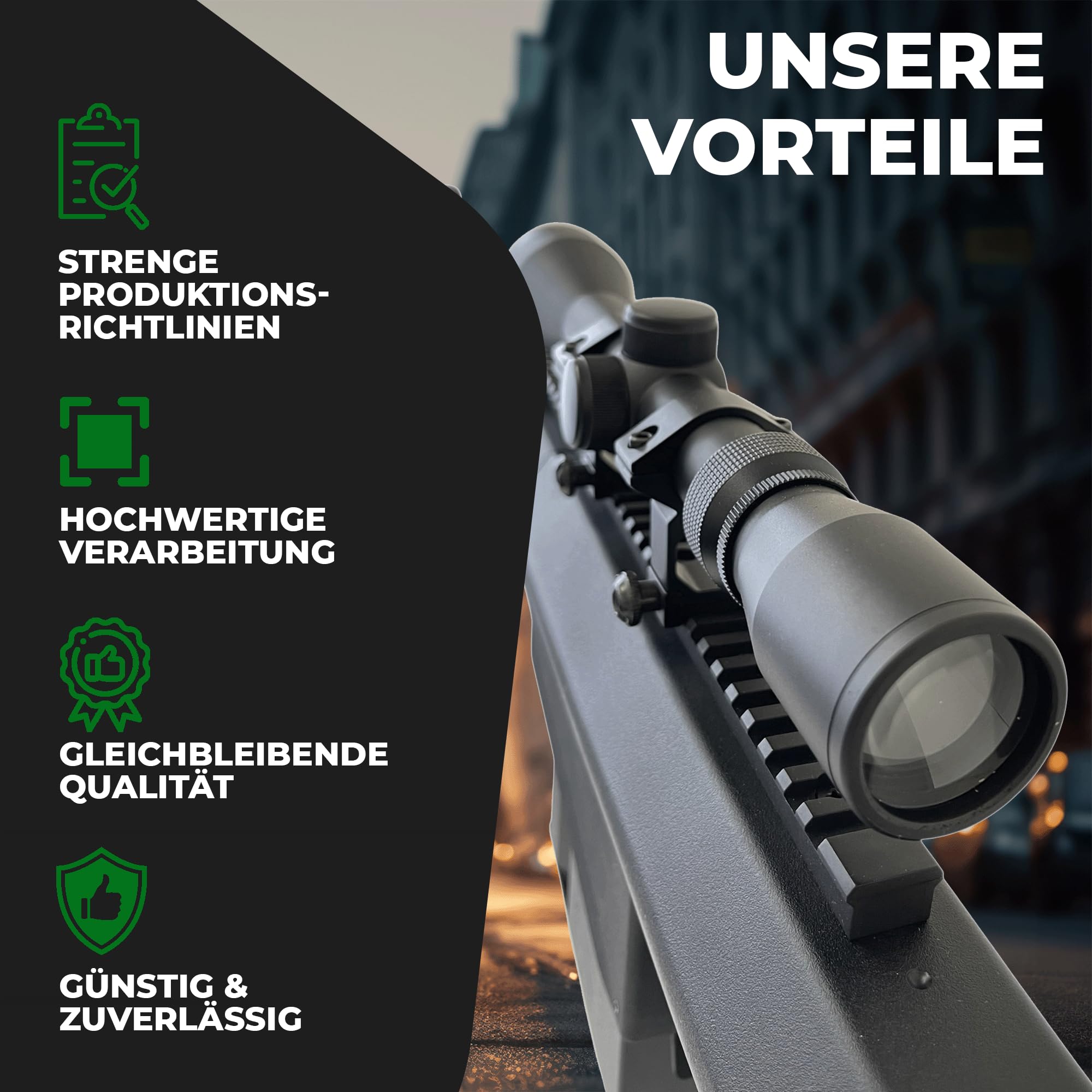 Fritz-Cell Set Airsoft Gewehr M82 140 cm Softair Waffe 0,5 Joule 6 mm inkl. Zweibein, Zielfernrohr, 500 Premium BB's 0,20g Munition FC31C schwarz