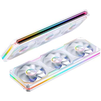JONSBO XA360WR Reverse PC Fan,Reverse Blade Silent Computer Fan, Dual-Light Effect, Switch At Will,All-in-One, Single Frame Unit with3x120mm ARGB Fans,1800RPM,28MM Thick,White