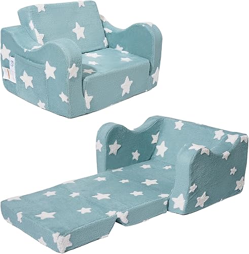Miniatura 1 de Sofá para niños pequeños, sofá plegable 2 en 1, sofá convertible para niños, tumbona para niñas y niños, ideal para leer y dormir, decoración de