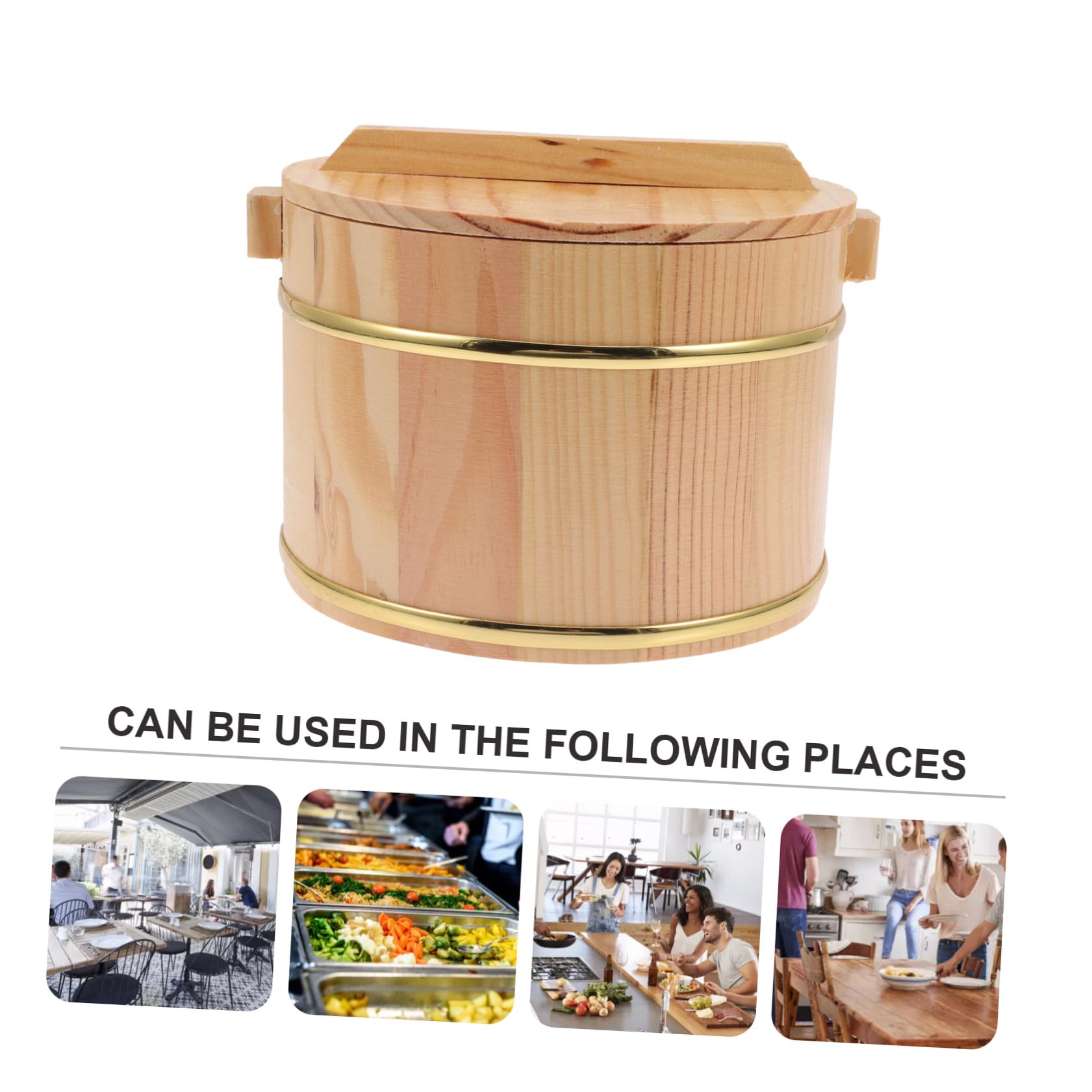 Contenitore Lucidata in Coperchio Manico Riso Legno o per con Stili multipli Superficie Anti-caldo Stili multipli Sushi Ristorante o Festa