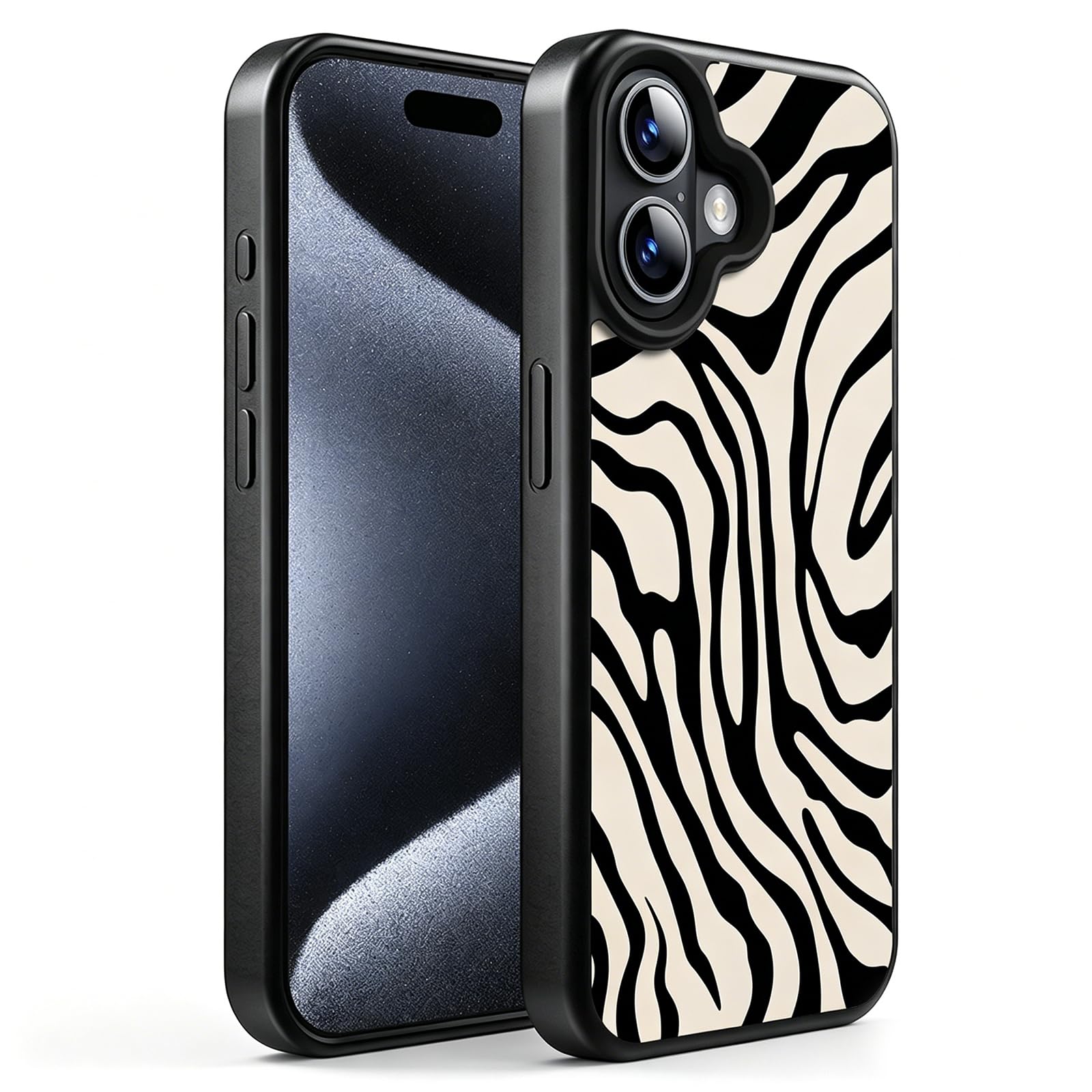Custodia magnetica per iPhone, compatibile con ricarica wireless, resistente ai graffi e durevole, per l'uso quotidiano, protezione sottile e leggera, design creativo (strisce zebrate, iPhone 17)