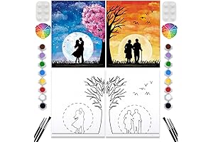 "2 Pack Paint and Sip Canvas Painting Kit Pre Drawn Canvas for Painting for adults"