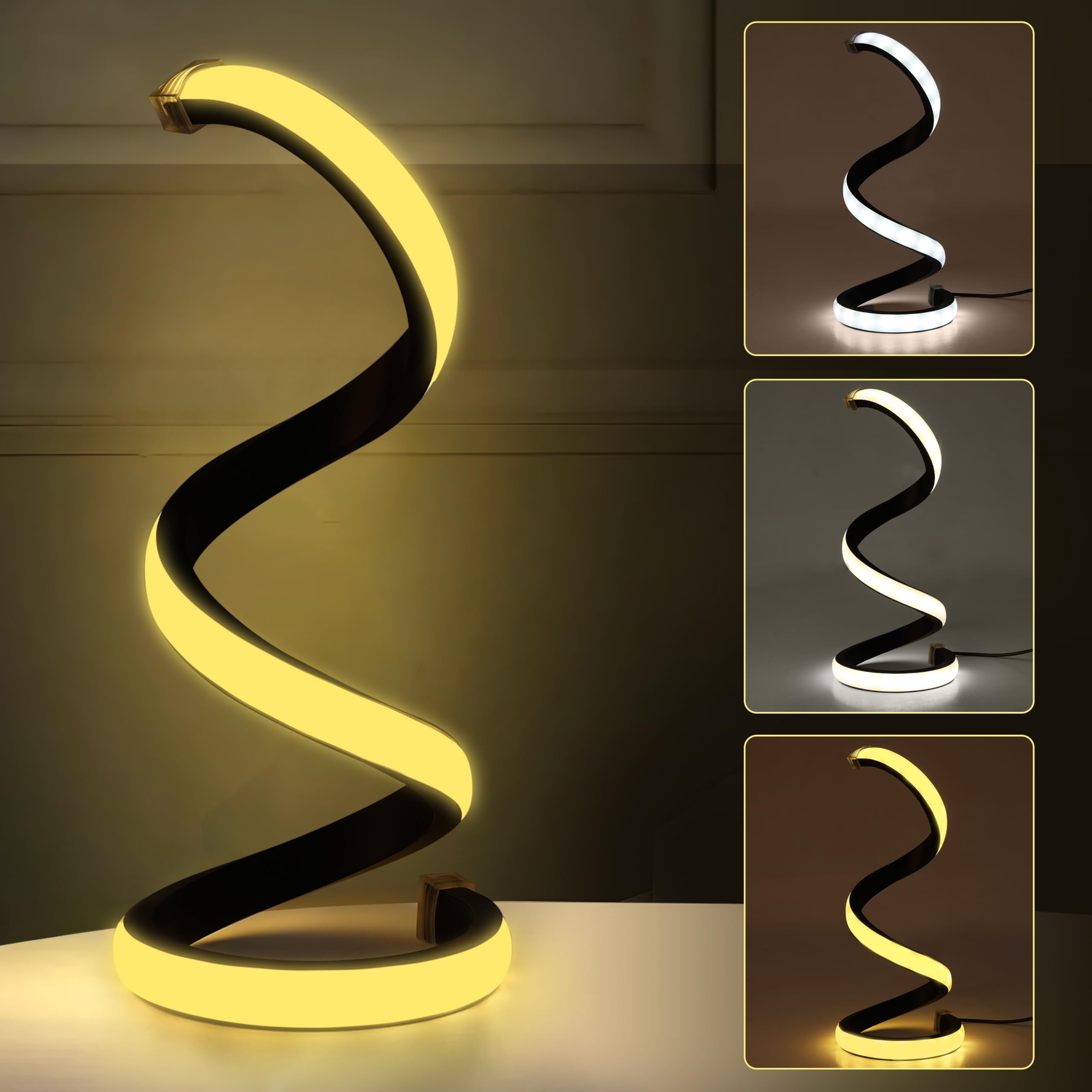 Gesto 5V LED Table Lamp – USB Powered with Dimmable 3-Color Changeable Led Lamp | Decorative Lighting Spiral Shape Stylish Night Lamp for Bedroom, Living Room, Study & Side Table-image-31