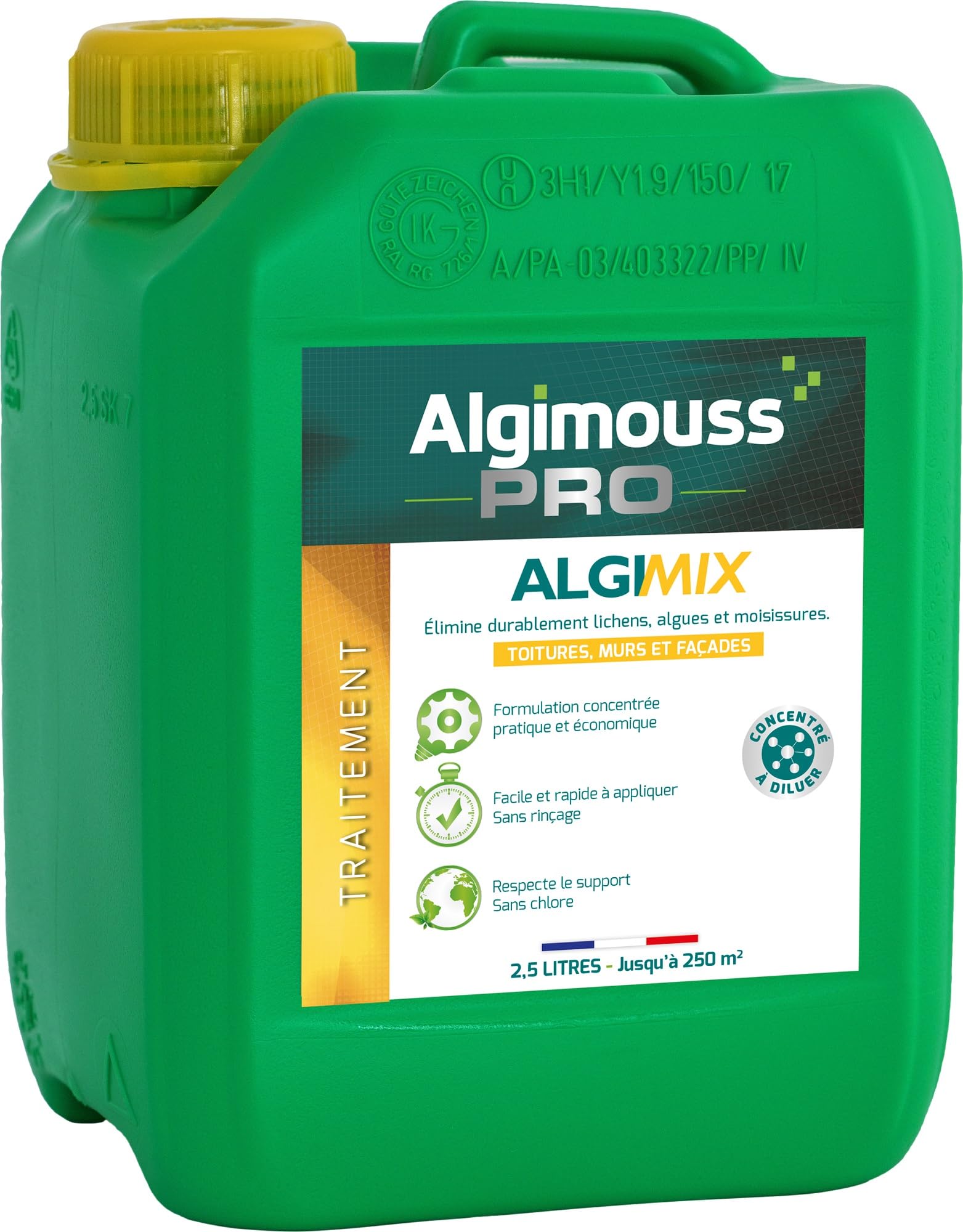 ALGIMIX 2.5 LITRES Traitement toitures, murs, façades Concentré à diluer ALGIMOUSS - 014006
